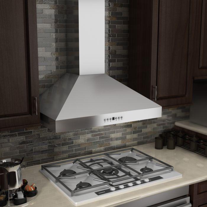 ZLINE 30 in. Convertible Vent Wall Mount Range Hood in Stainless Steel with Crown Molding, KL3CRN-30